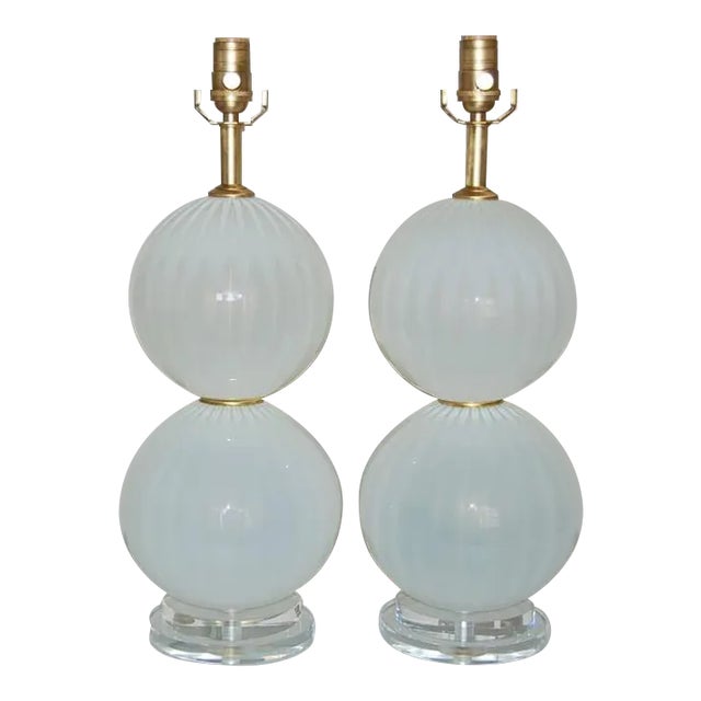 White Joe Cariati Glass Ball Lamps White For Sale - Image 8 of 8