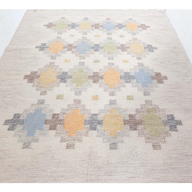 Textile Doris Leslie Blau Vintage Swedish Flat Weave Rug by Erik Lundberg For Sale - Image 7 of 9