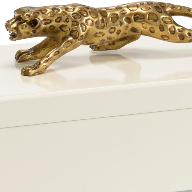Cream finish - antique gold details. Wood. Cheetah box - cream