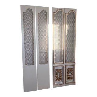 Set of 4 Vintage European Style Gilt Architectural Panels With Metal Mesh For Sale