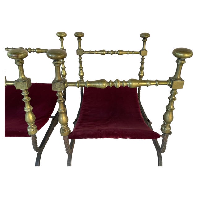 Spanish Bronze & Wrought Iron Savonarola Chairs a Pair For Sale - Image 9 of 15