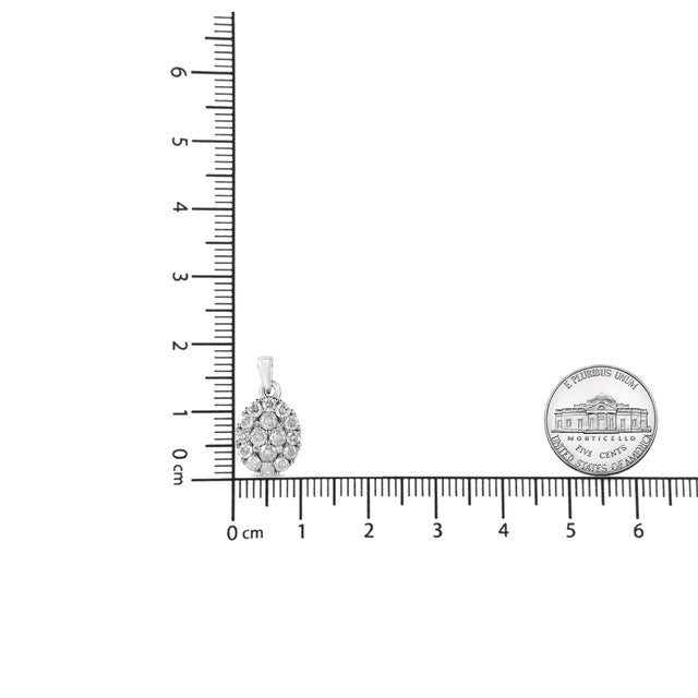 Early 21st Century .925 Sterling Silver 1 1/2 Cttw Diamond Oval Cluster Pendant Necklace (I-J Color, I2-I3 Clarity) - 18" For Sale - Image 5 of 5