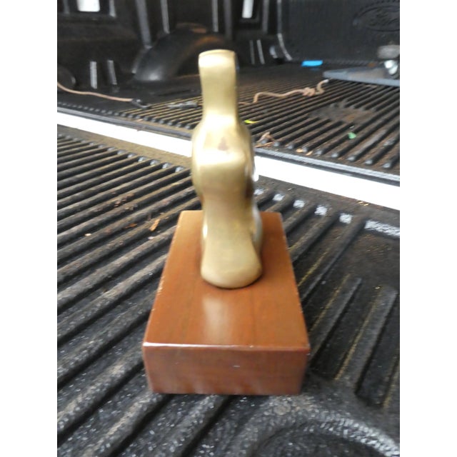 1970s Signed Bronze Abstract Figure on Wood Plinth For Sale - Image 4 of 9
