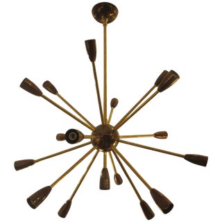 Bespoke Brass and Copper Sputnik Chandelier With 14 Arms For Sale