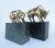Vintage: C.1970's solid brass bear and bull stock exchange bookends mounted on green marble veined bases. Made in Taiwan....
