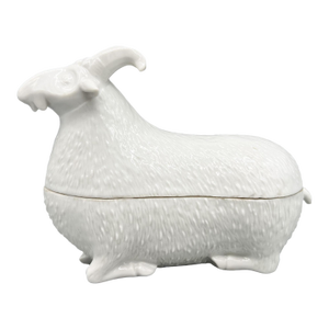 Vintage Mottahedeh White Ram Butter Dish/ Trinket Dish