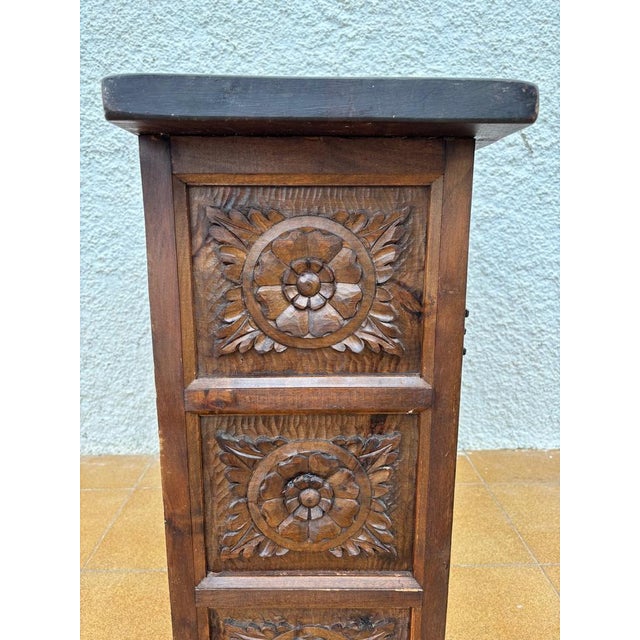 Spanish Rustic Castilian Carved Wood Cabinet, 1930s For Sale - Image 9 of 18
