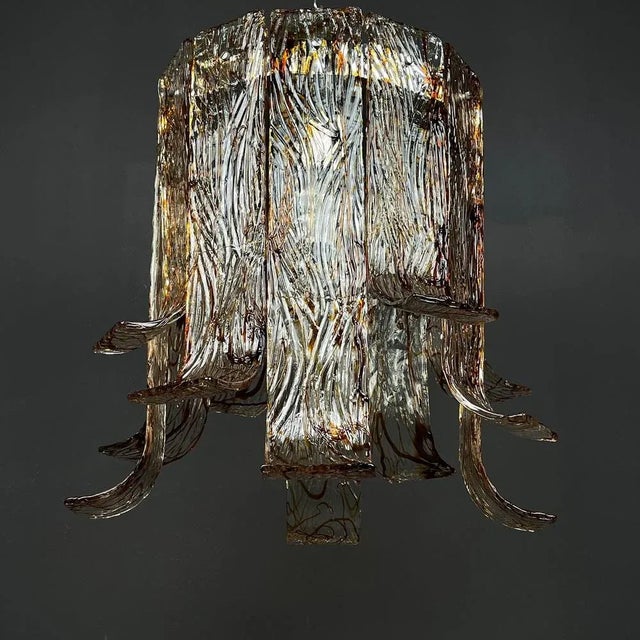 Mid-Century Modern Large Vintage Murano Glass Chandelier from AV Mazzega, Italy, 1970s For Sale - Image 3 of 13