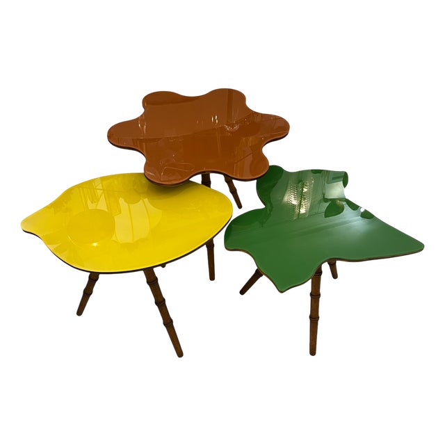Colorful Murano Glass Coffee Tables, 1980s, Set of 3 For Sale