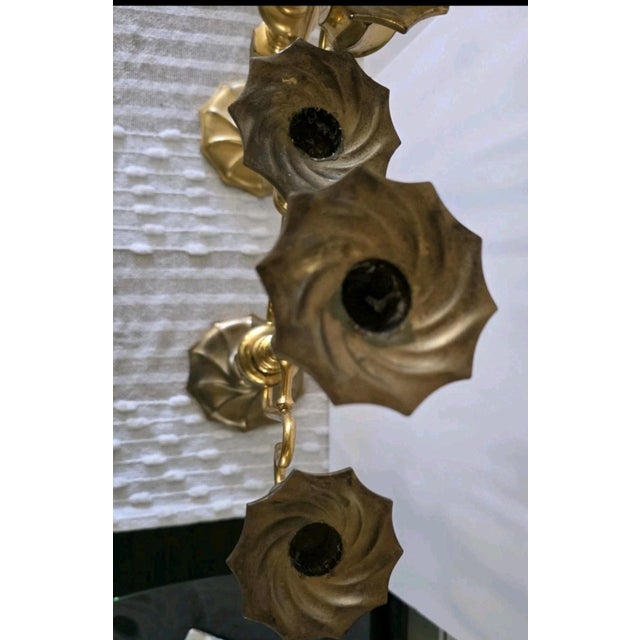 Two Vintage 3 Light Brass Metal churchAltar Candelabra Candlesticks 18" Decor For Sale In Jacksonville, FL - Image 6 of 12