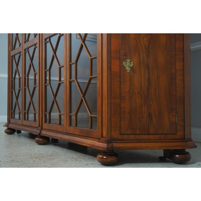 Vintage Large Georgian Style Walnut Bookcase Display Cabinet For Sale - Image 10 of 18