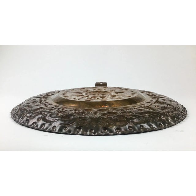 Vintage Hand Hammered Solid Copper Sun God Hanging Wall Plate For Sale - Image 9 of 13