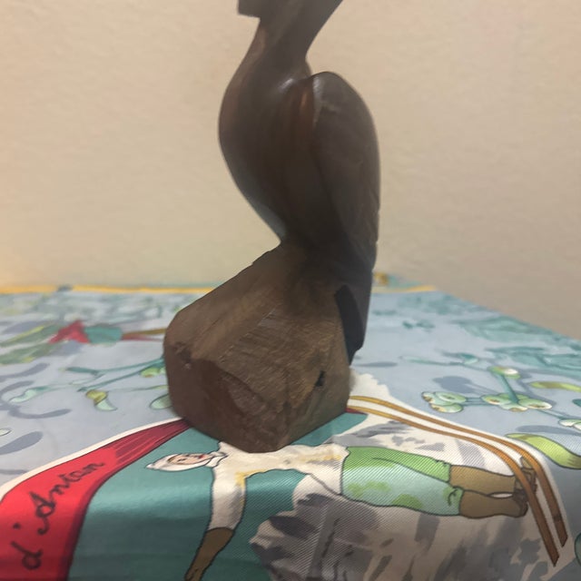 1960s Vintage Hand-Carved Ironwood Pelican Sculpture For Sale - Image 5 of 7