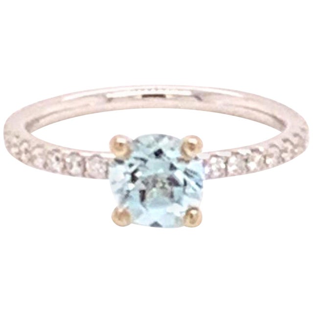 Natural Finely Faceted Quality Aquamarine Diamond Ring 18k Gold 1.08 TCW Certified $1,800 822592 This is a Unique Custom...