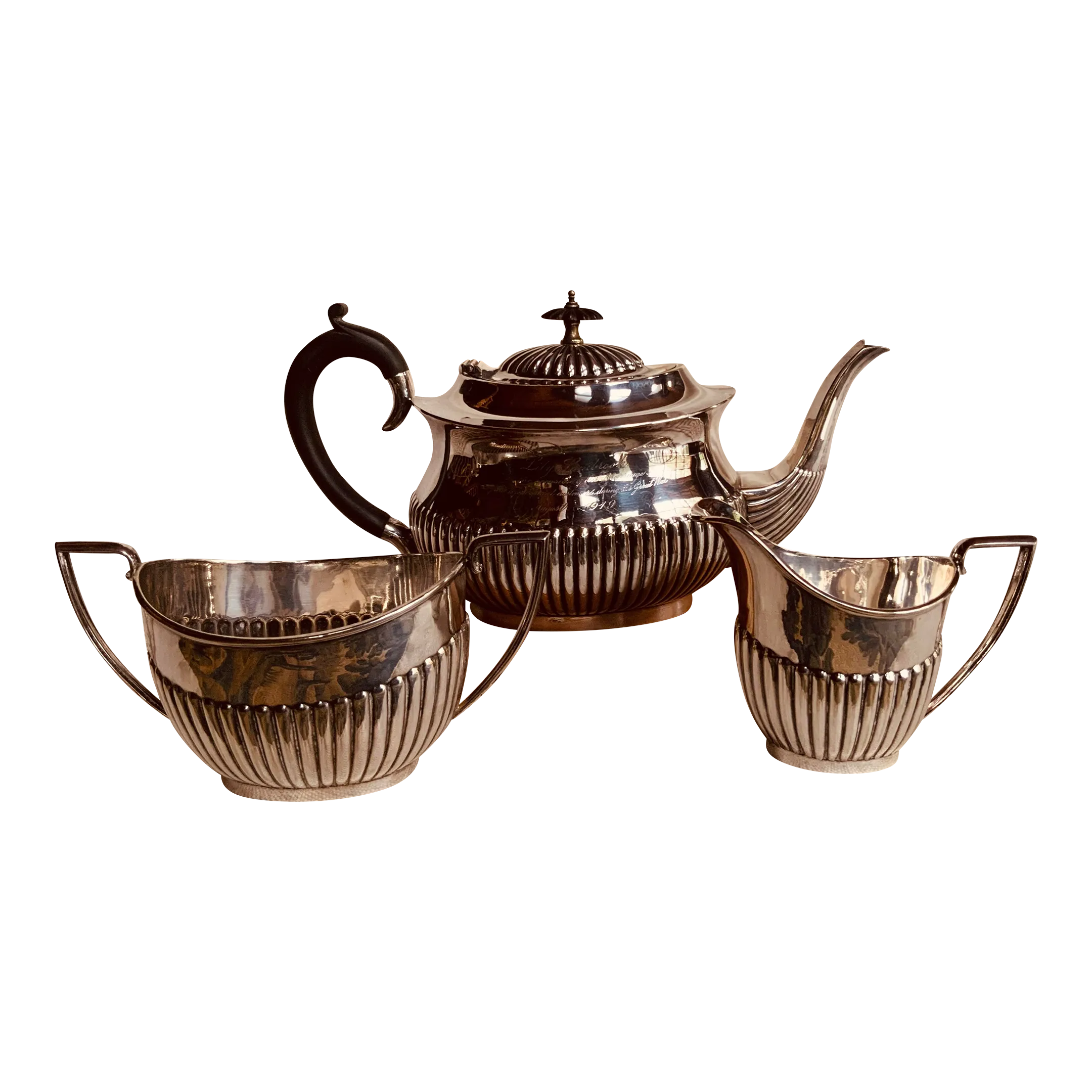 Antique English Silver Plate Georgian Revival 3-Piece Tea Service