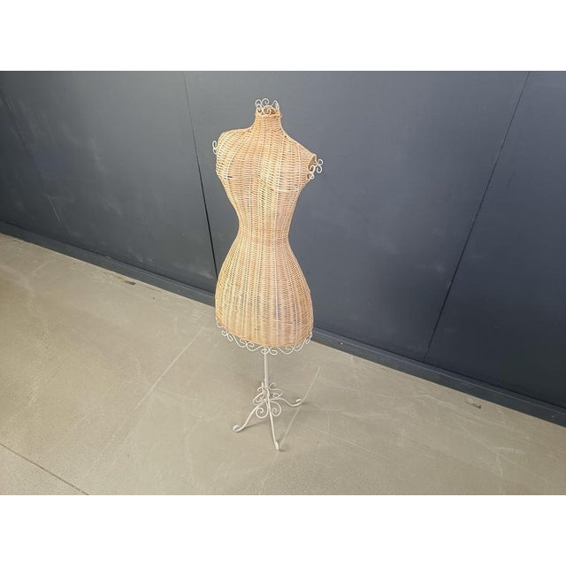 Vintage Wicker Mannequin with Wrought Iron Base, 1960s For Sale - Image 4 of 12