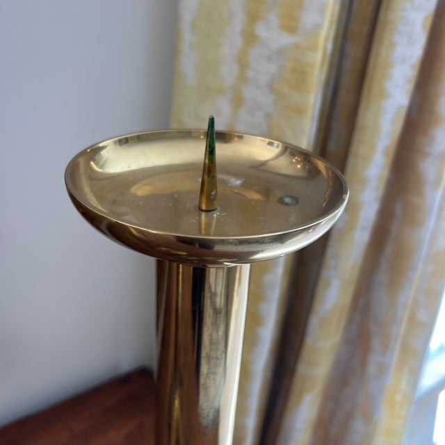 Modernist Mid Century Sculptural Solid Brass Candle Pricks- A Pair For Sale - Image 4 of 8