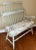French Country Distressed Toile High Back Bench For Sale - Image 9 of 9