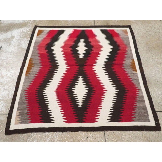 Galerie Shabab Collection Tribal Mid-20th Century Handmade American Flatweave Navajo Square Accent Rug For Sale - Image 4 of 10