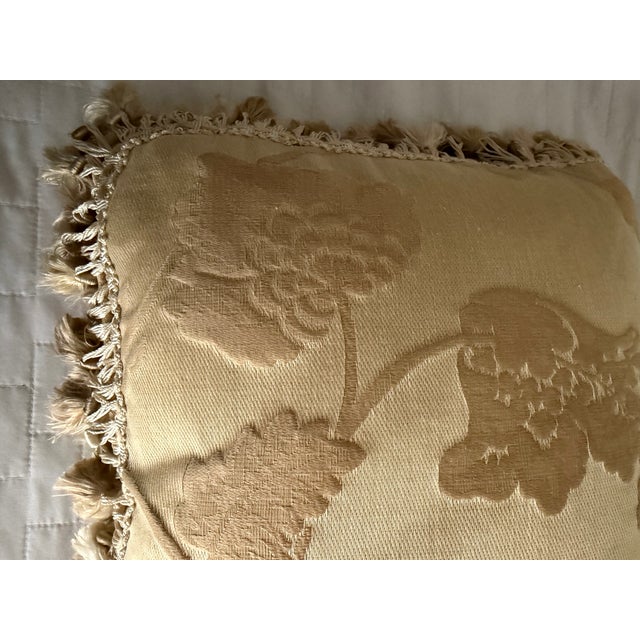 2010s Custom Scalamandre "Cinnabar" Lumbar Pillow With Tassel Fringe & Down Insert, 18 X 12 For Sale - Image 5 of 7