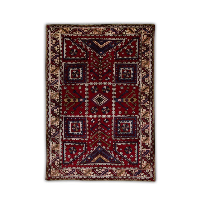 90×167 "ラブレター" ViNTAGE TURKiSH RUG 1960s Red Vintage Turkish Rug 6'10