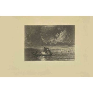 Eugène Burnand, Fishermen, Etching, Late 19th Century For Sale