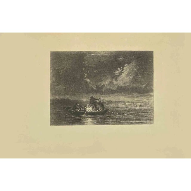 Eugène Burnand, Fishermen, Etching, Late 19th Century For Sale