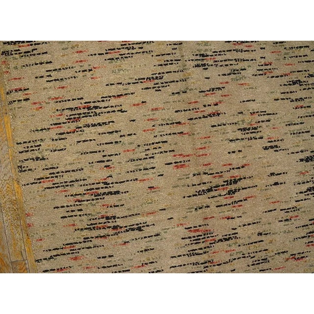 1920s Beige Abstract Modern Antique American Shaker Pile Rug 8' 6'' X 12' Woven Wool Carpet For Sale - Image 4 of 8