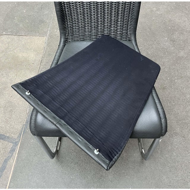 Jean Prouvé German Gray Leather Cushion Pads for B25 B20 Cantilever Chair from Tecta, Set of 2 For Sale - Image 4 of 8