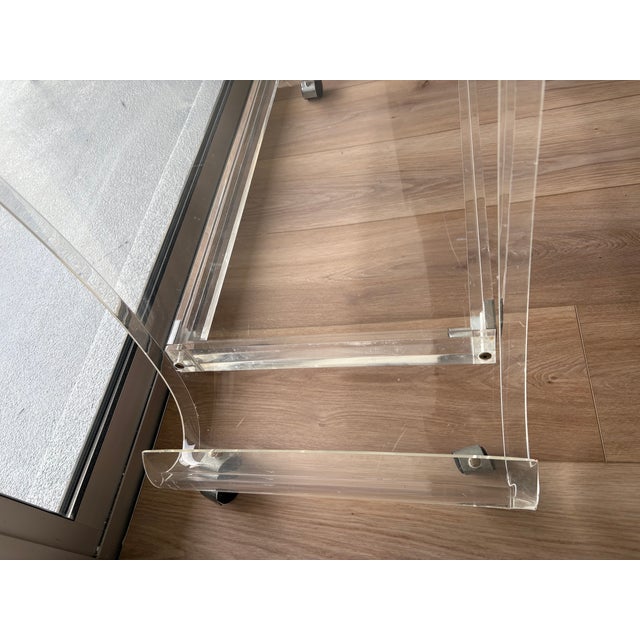 Mid Century Modern Lucite Bar Cart on Casters For Sale - Image 13 of 15