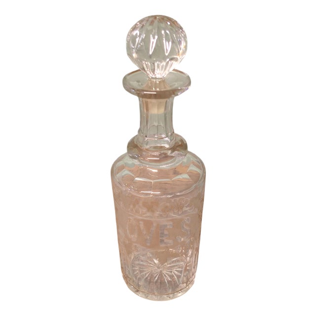 Victorian Etched Crystal Cloves Decanter For Sale