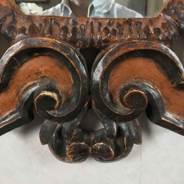 Florentine Mirror Carved Silver Decorated Red For Sale - Image 5 of 9