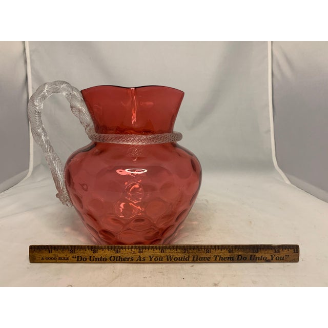 Red Antique Cranberry Glass Pitcher: Boston & Sandwich Spot-Optic with Rope Twist For Sale - Image 8 of 9