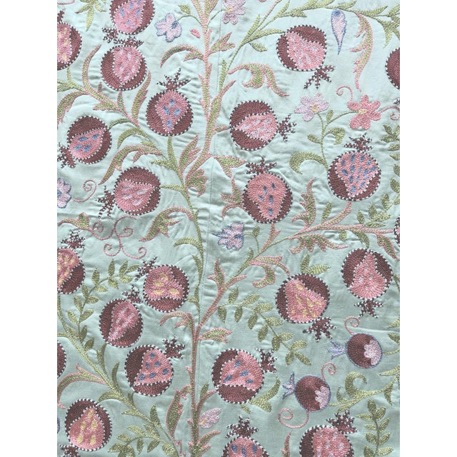 Hand-Embroidered Large Neutral Tan Suzani Large Wall Decor For Sale In New York - Image 6 of 7
