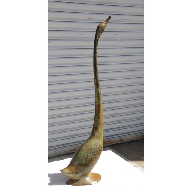 Late 20th Century Vintage 30" Bronze Swan Sculpture For Sale - Image 5 of 12