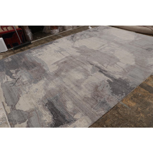 Modern Rug & Kilim’s Contemporary Abstract Rug With Silver and Gray Patterns For Sale - Image 3 of 10