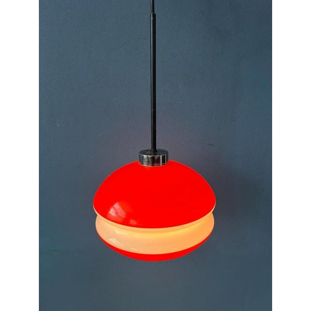 Vintage Orange Glass Pendant Lamp from Peill & Putzler For Sale - Image 5 of 11