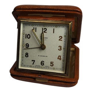Mid 20th Century Swiss Made Folding Alarm Clocks Swiza Coquet For Sale