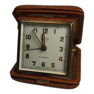 Mid 20th Century Swiss Made Folding Alarm Clocks Swiza Coquet