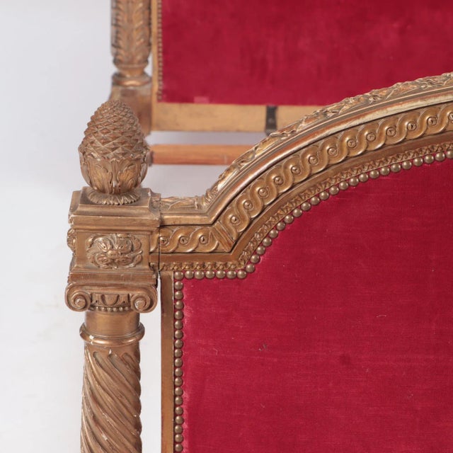 French Giltwood Louis XVI Style Full Size Bed C 1900. For Sale - Image 4 of 9