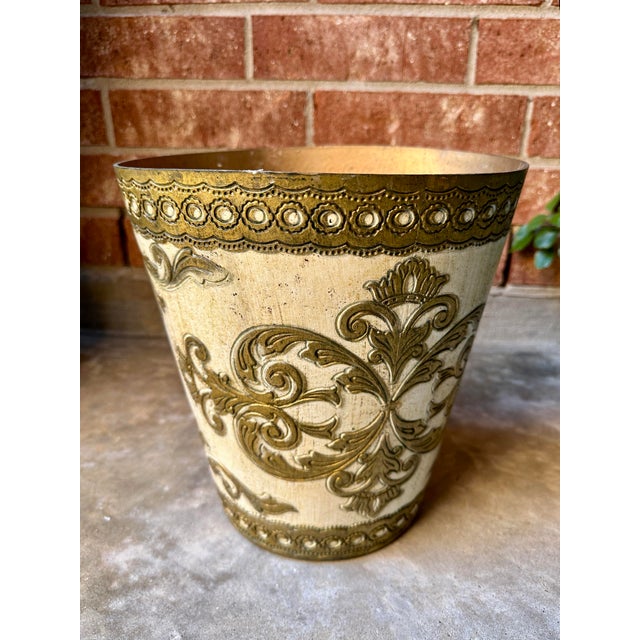 Vintage Italian Florentine Waste Basket For Sale - Image 4 of 6