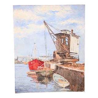 A. Vismara, Port of Las Palmas, 1960s, Oil on Board For Sale
