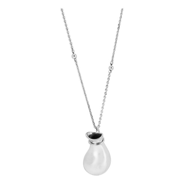 Vintage Tiffany & Co. Elsa Peretti Sterling Silver Buttle Jug Pendant Necklace For Sale