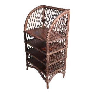 Antique Bar Harbor Wicker Shelf Att .To Heywood Brothers For Sale