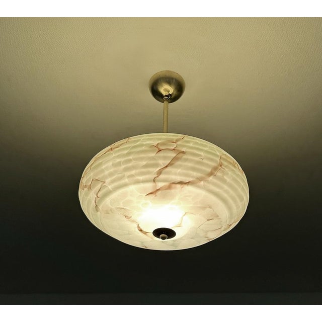 Art Deco Pendant Light in Green Marble Glass, 1930s For Sale - Image 6 of 18