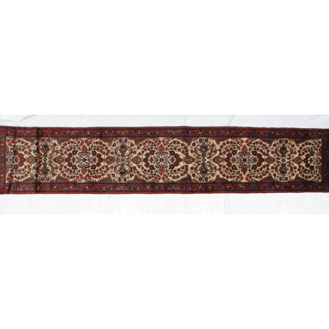 Wool pile genuine hand made very fine Persian Tafresh runner in mint condition.