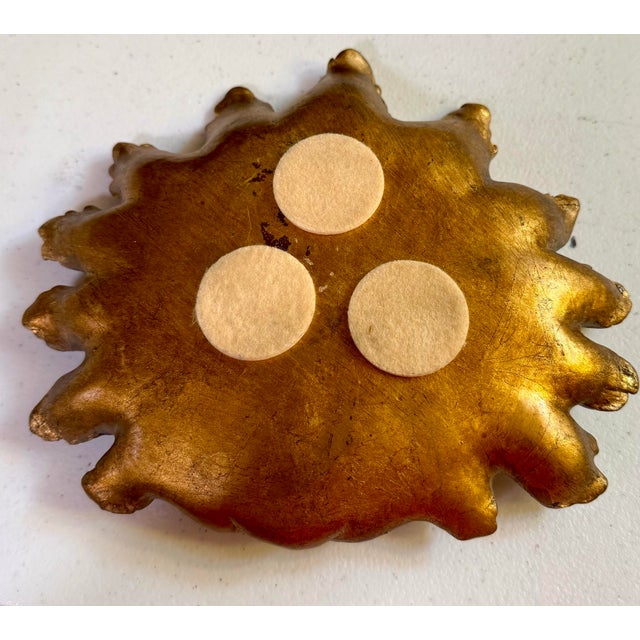 Mid 20th Century Mid 20th Century Gold-Leaf Florentine Shell Catchall For Sale - Image 5 of 11