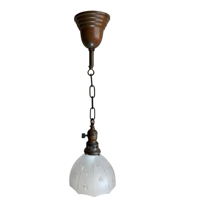Antique Starburst Wheel Cut Hanging Pendant Lights - a Pair For Sale - Image 10 of 10