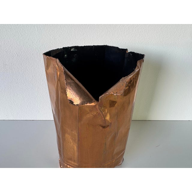 1980s 1980s Vintage Sculptural Bronze “Paper Bag” Vase by California Bronze For Sale - Image 5 of 12
