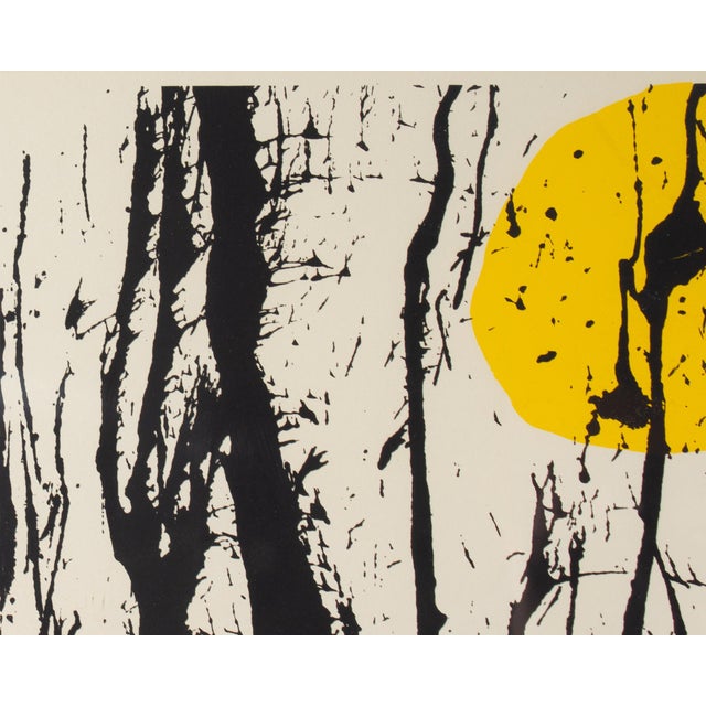 An abstract serigraph print by Puerto Rican artist Julio Rosada del Valle (1922-2008). This work features black organic-...